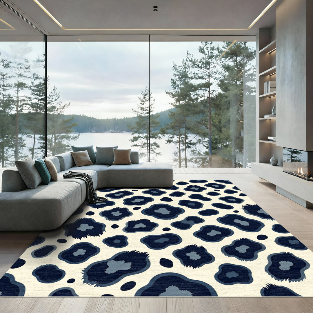Dark Blue Leopard spots Rug