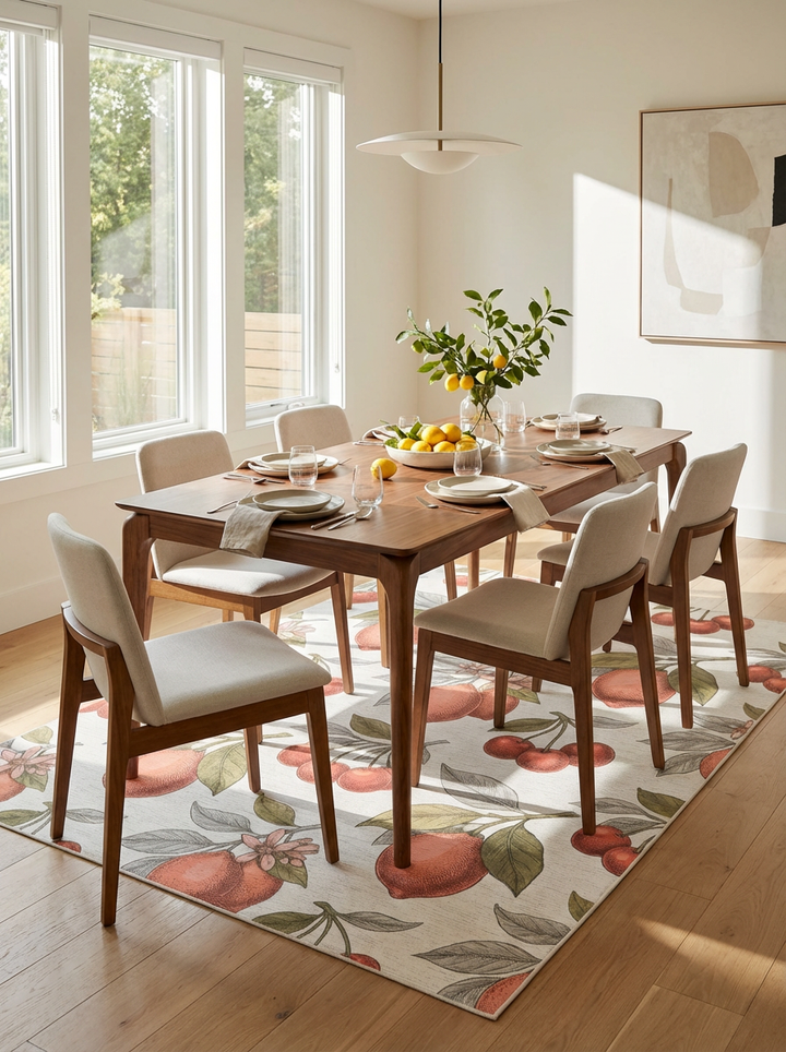 Orange Citrus Cherry Blossom Branch Rug