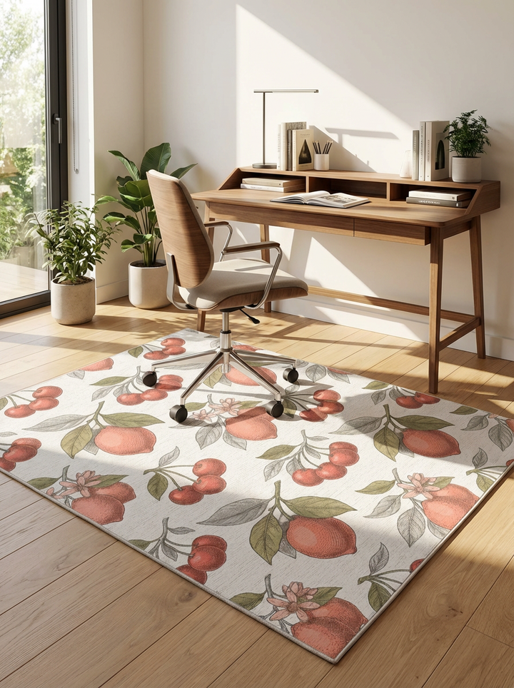 Orange Citrus Cherry Blossom Branch Rug