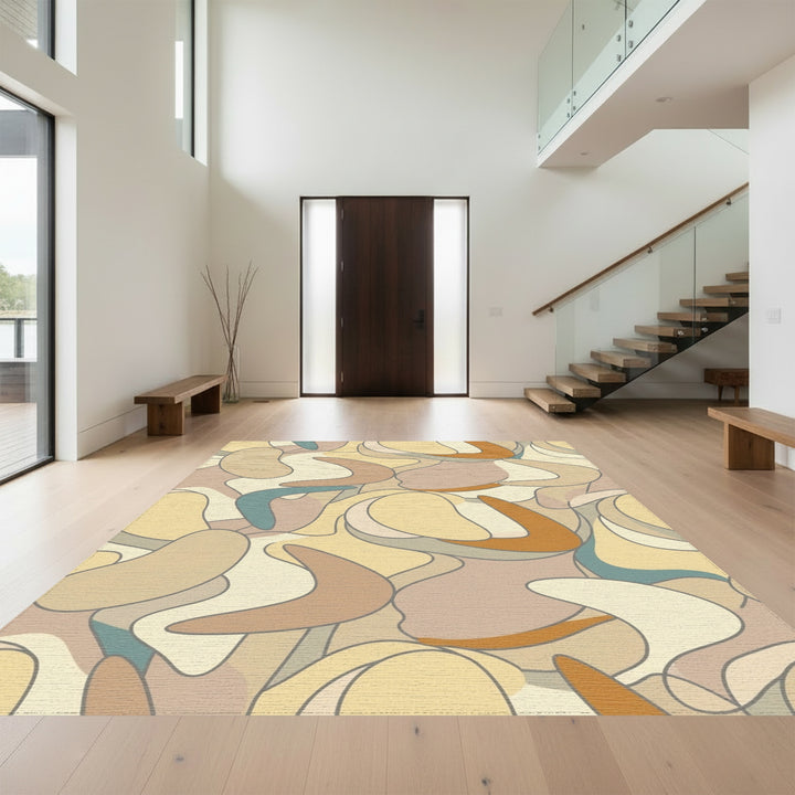 Retro Boomerang Abstract Organic Shapes Rug