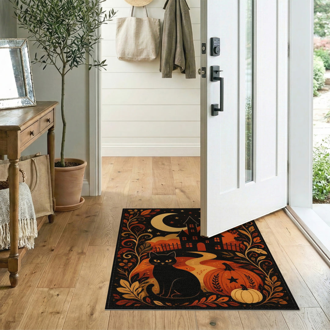 Halloween Black Cat Area Rug