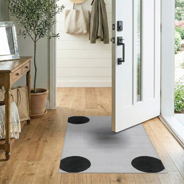 Black Circle Geometric Area Rug