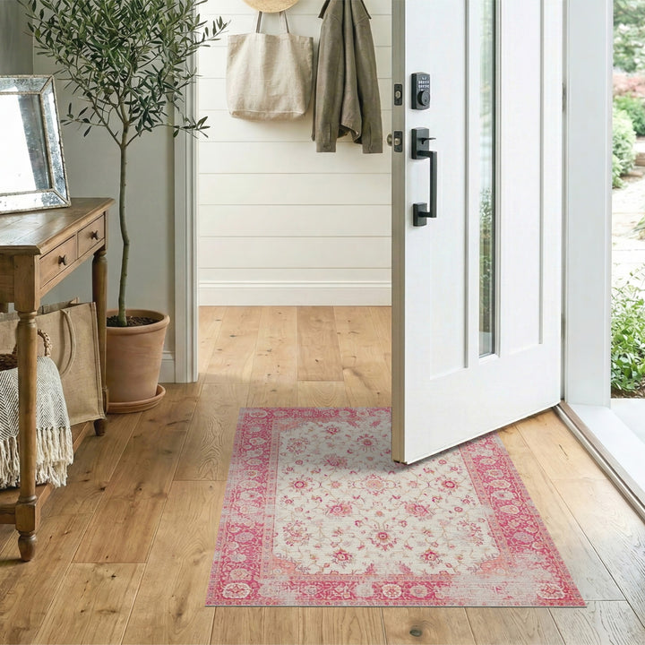 Pink Floral Vintage Area Rug