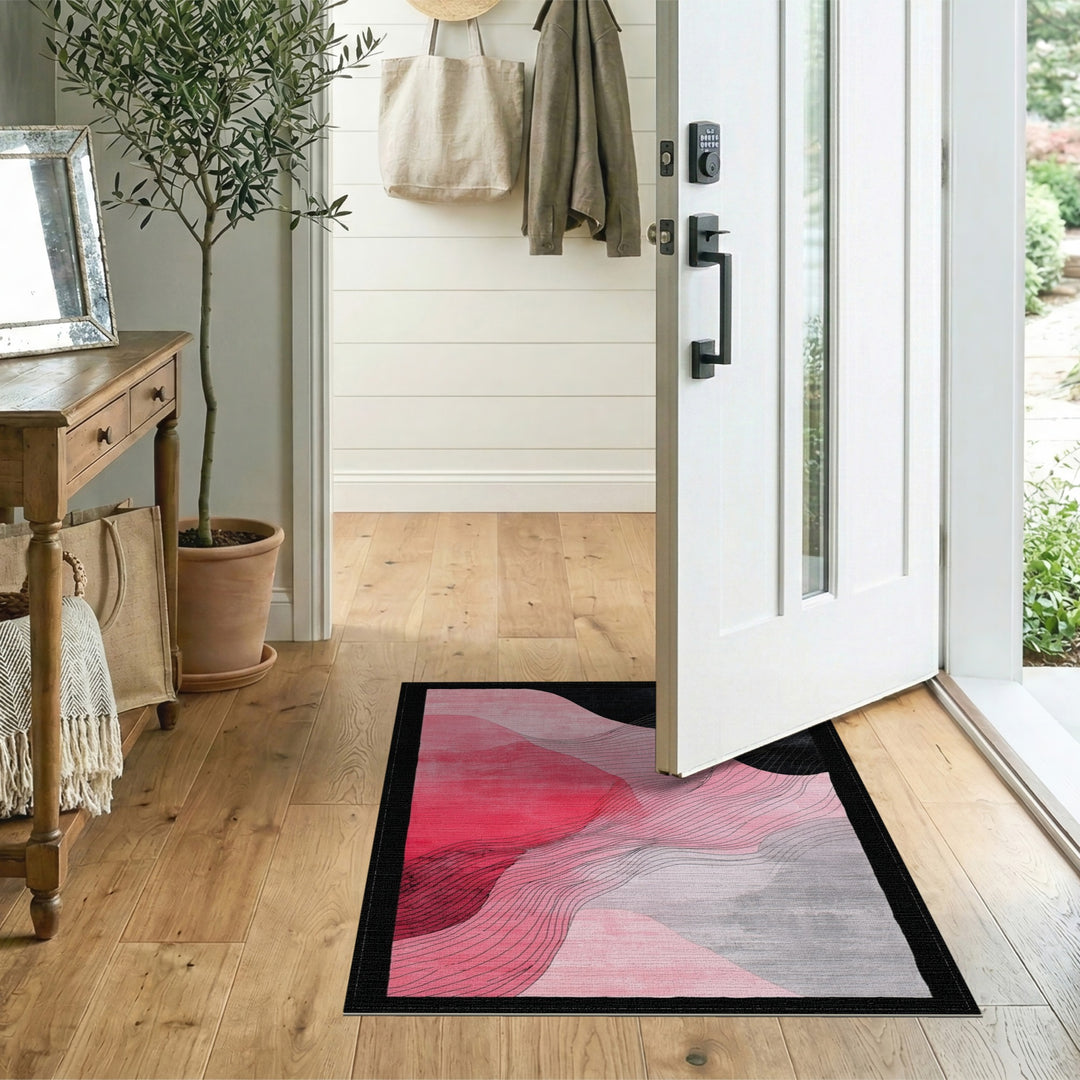 Pink Abstract Wave Area Rug