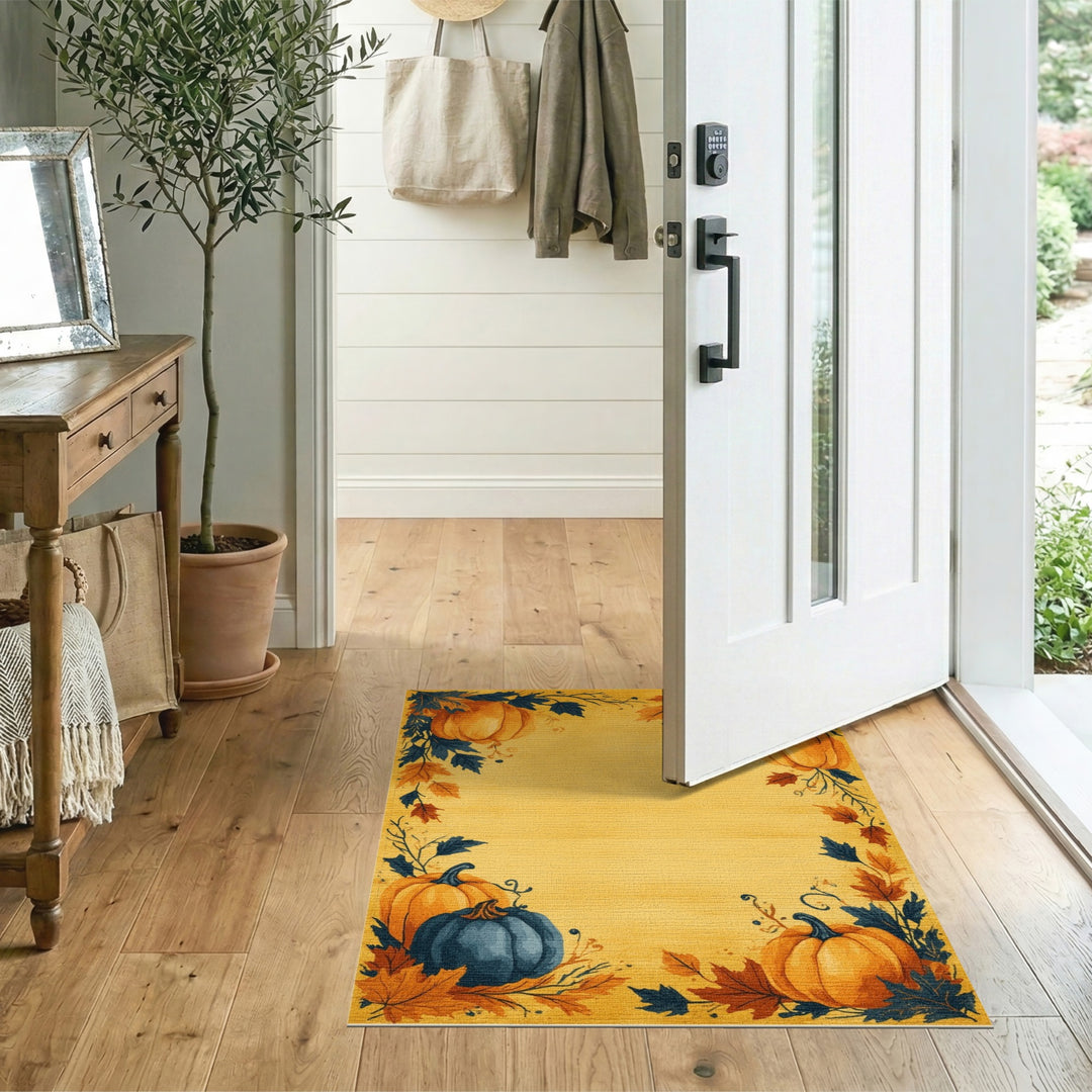 Yellow Pumpkin Harvest Area Rug