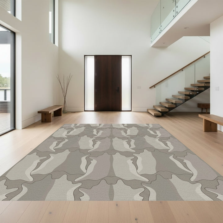 Earthy Neutral Organic Organic Forms Rug