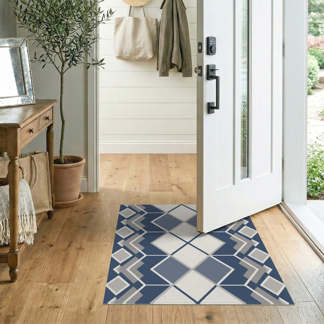 Geometric Modern Blue Geometric Diamond Area Rug