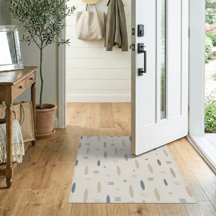 Geometric Modern Beige and Neutral Beige Geometric Oval Area Rug