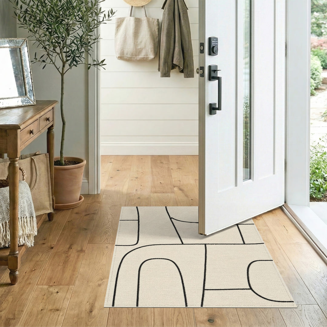 Abstract Geometric Modern Beige Geometric Abstract Area Rug