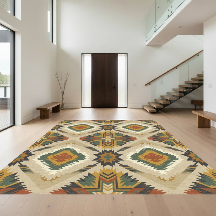 Geometric Southwestern Diamond Medallion Rug