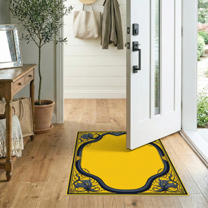 Black Serpent Yellow Area Rug