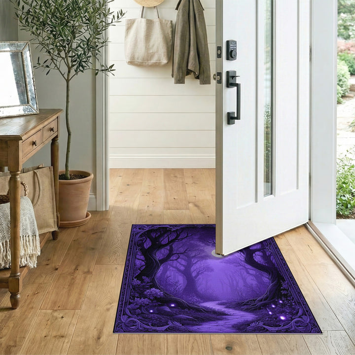 Enchanted Purple Forest Moonlit Path Area Rug