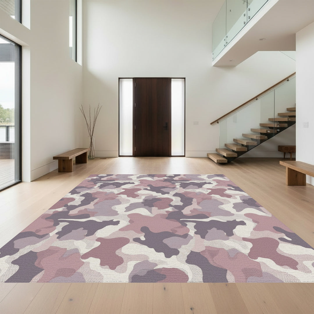 Soft Camouflage Abstract Shape Rug