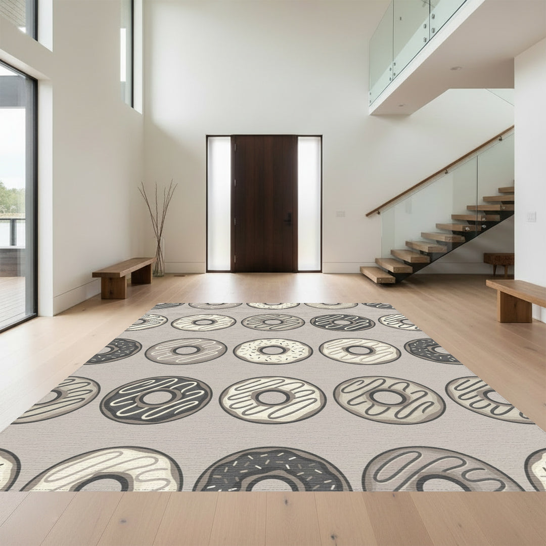 Monochrome Glazed Donut Repeat Rug