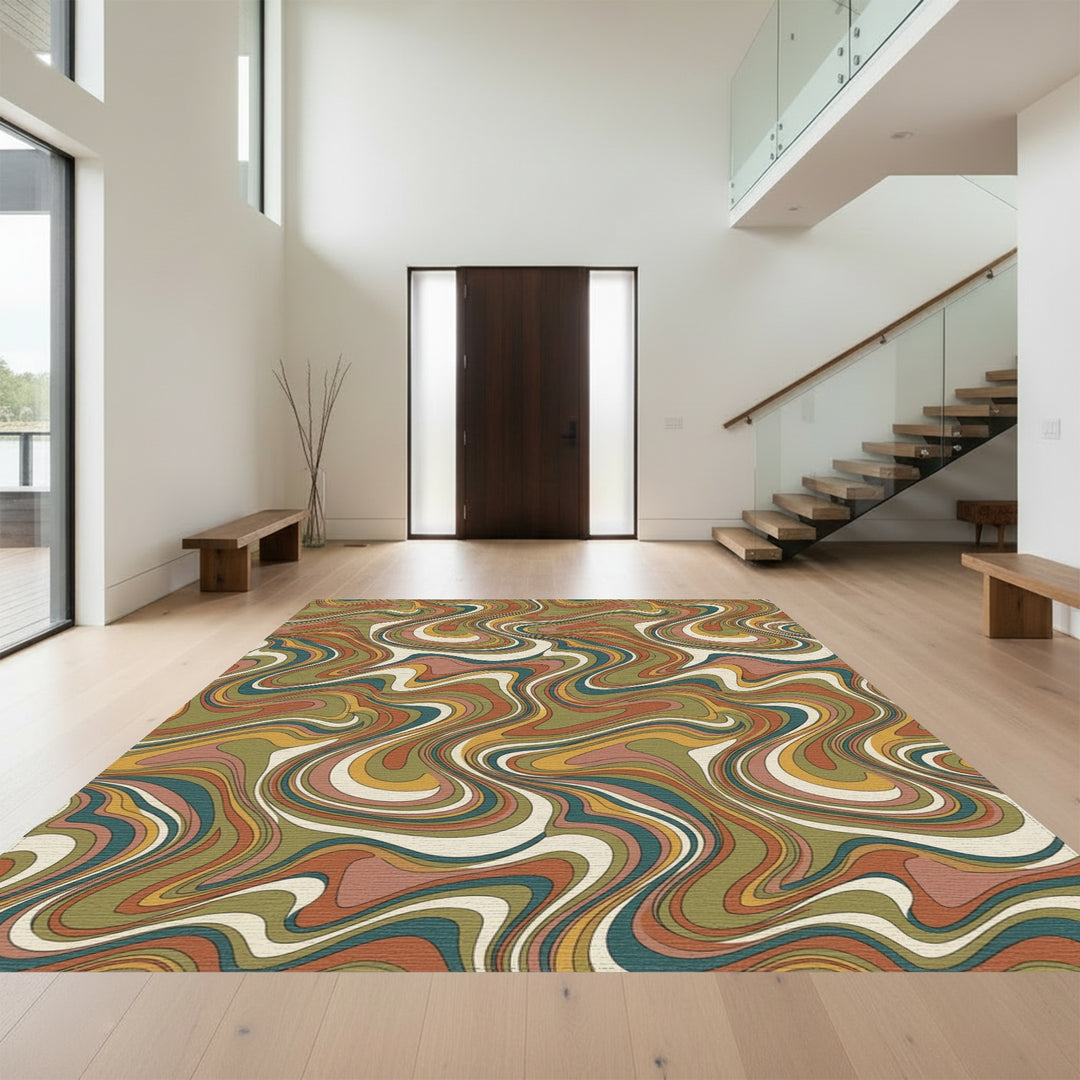 Earthy Tone Swirl Abstract Rug
