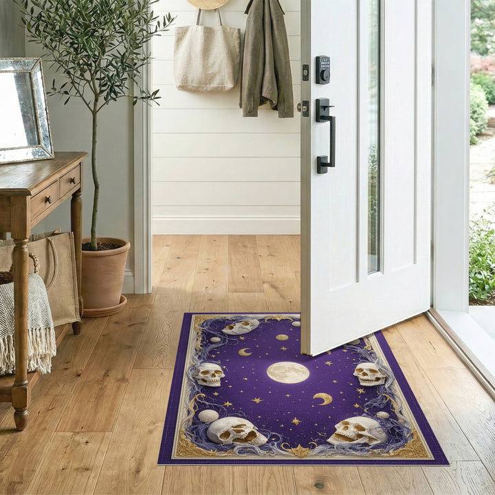 Celestial Skull Purple Area Rug