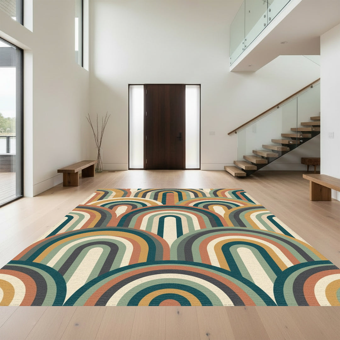 Retro Archway Terra Cotta Rainbow Rug