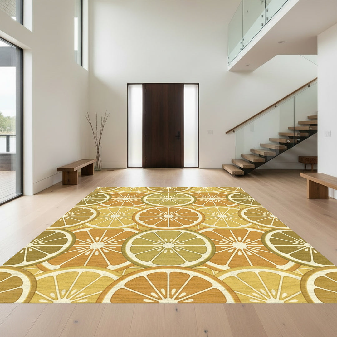 Citrus Slices Warm Tones Abstract Rug
