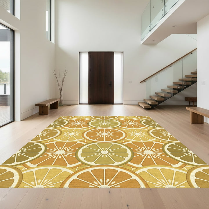 Citrus Slices Warm Tones Abstract Rug