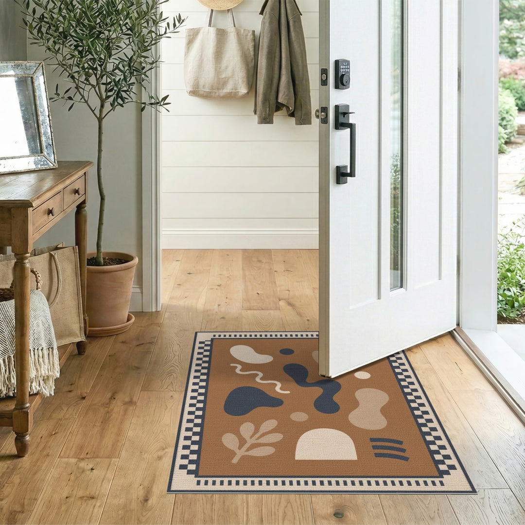 Brown and Tan Abstract Brown Area Rug