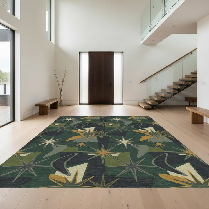 Retro Starburst Geometric Mid Century Rug