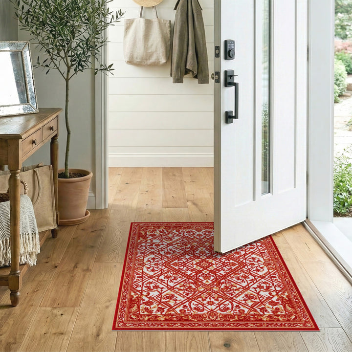 Red Floral Persian Area Rug