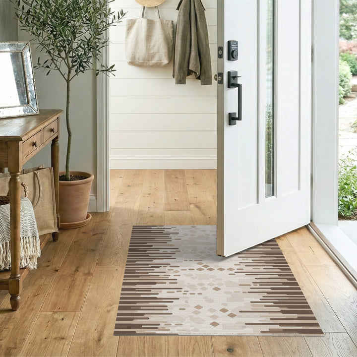 Brown Abstract Striped Area Rug