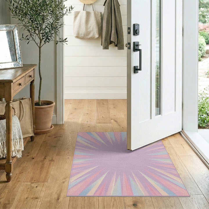 Pastel Starburst Washable Area Rug