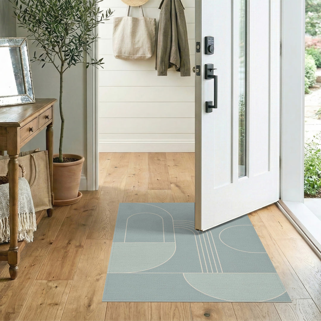 Blue and Teal Geometric Arch Area Rug