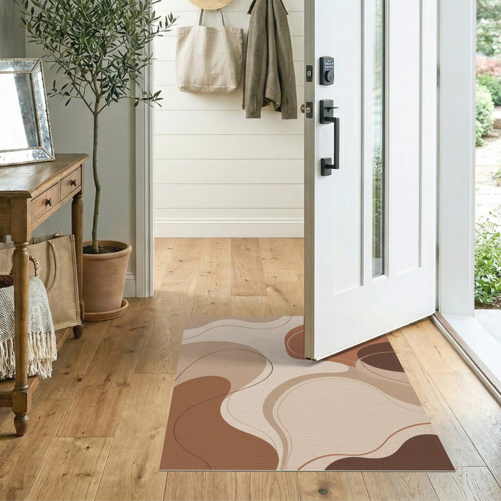 Brown and Tan Fluid Abstract Brown Tan Area Rug