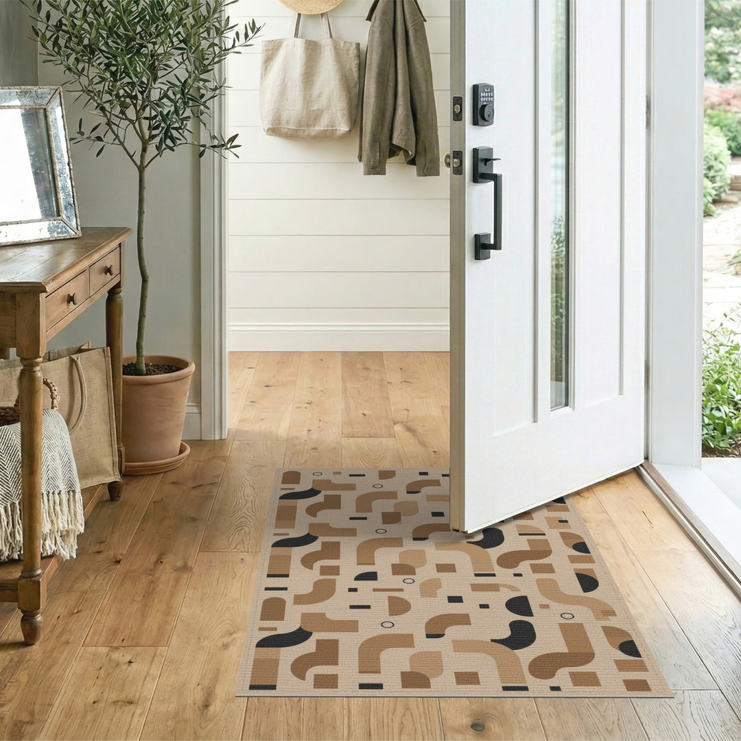 Arch Geometric Modern Brown Geometric Arch Area Rug