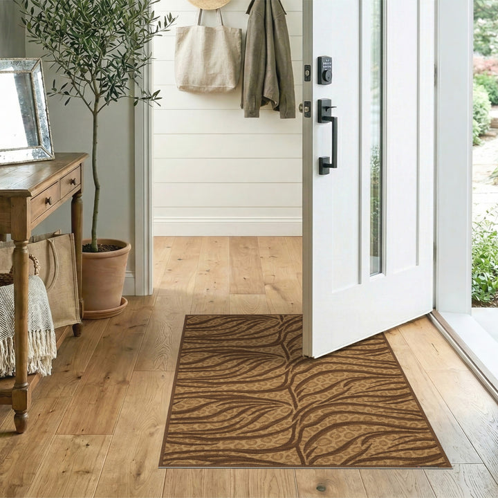 Brown Wave Leopard Area Rug