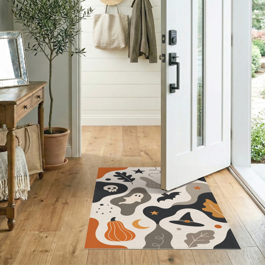 Halloween Abstract Area Rug with Pumpkins