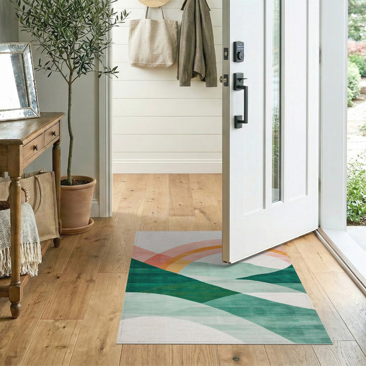 Multi-color and Patterns Geometric Arch Multi-Color Area Rug