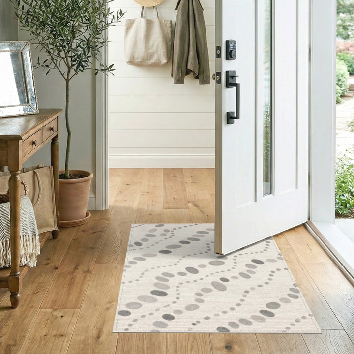Grey Oval Geometric Area Rug