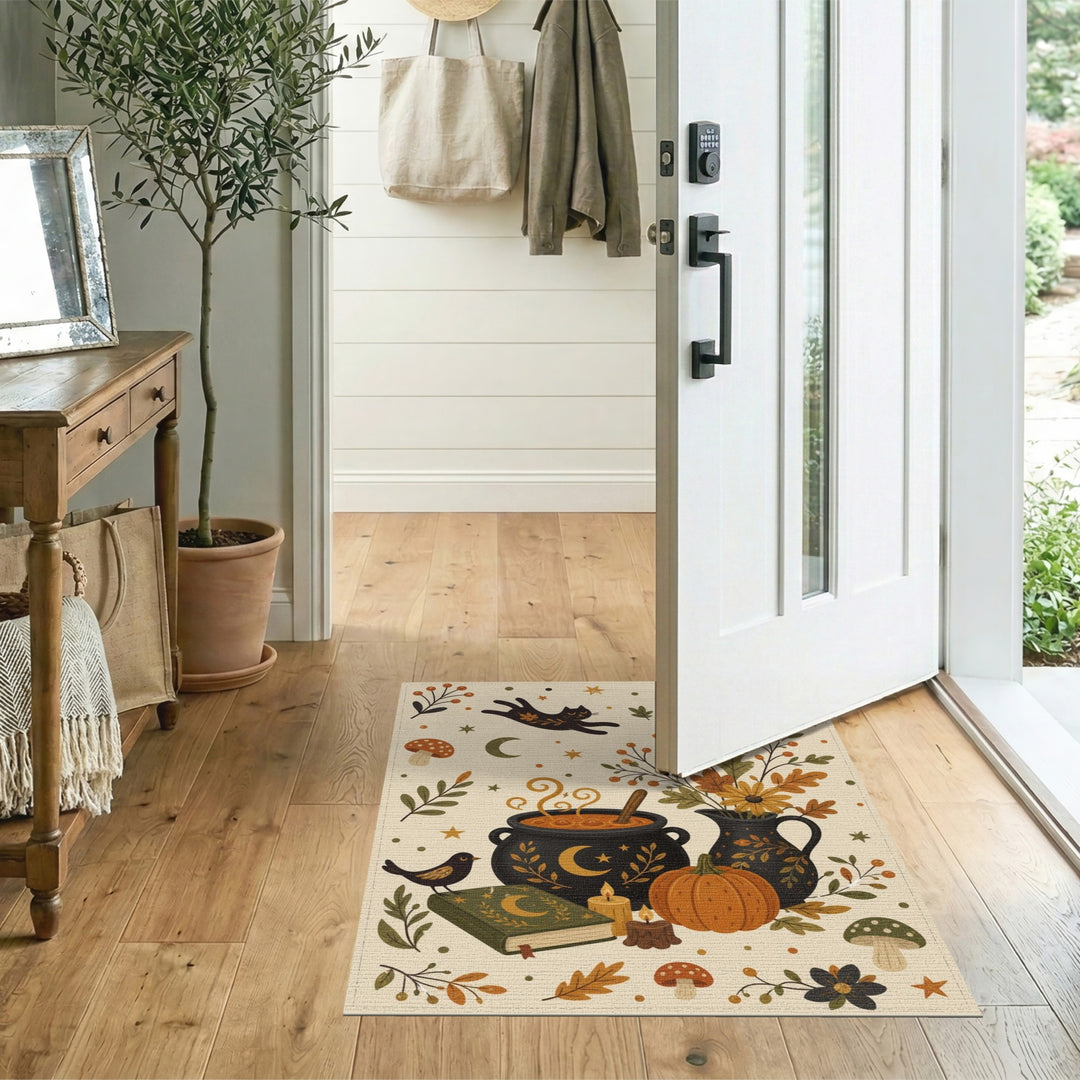Magical Cauldron Black Cat Area Rug