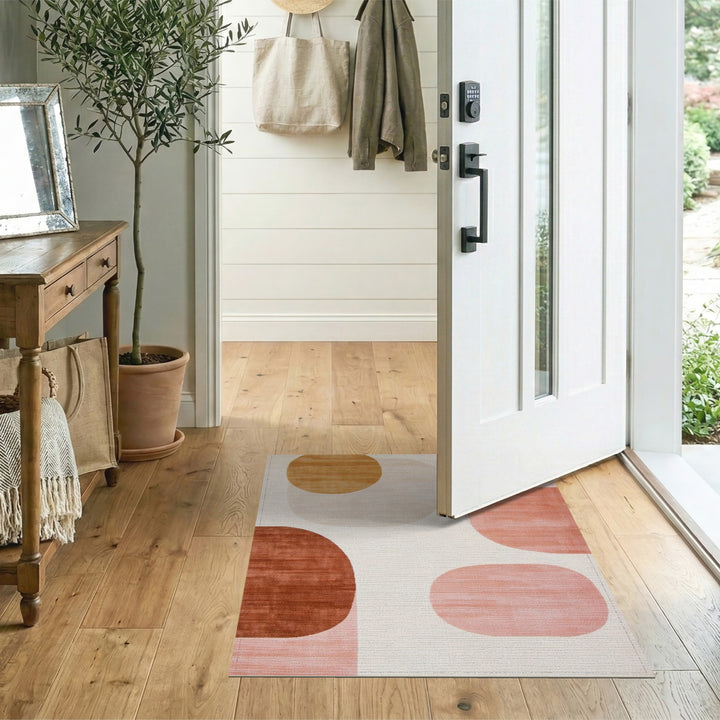 Abstract Brown Shapes Area Rug