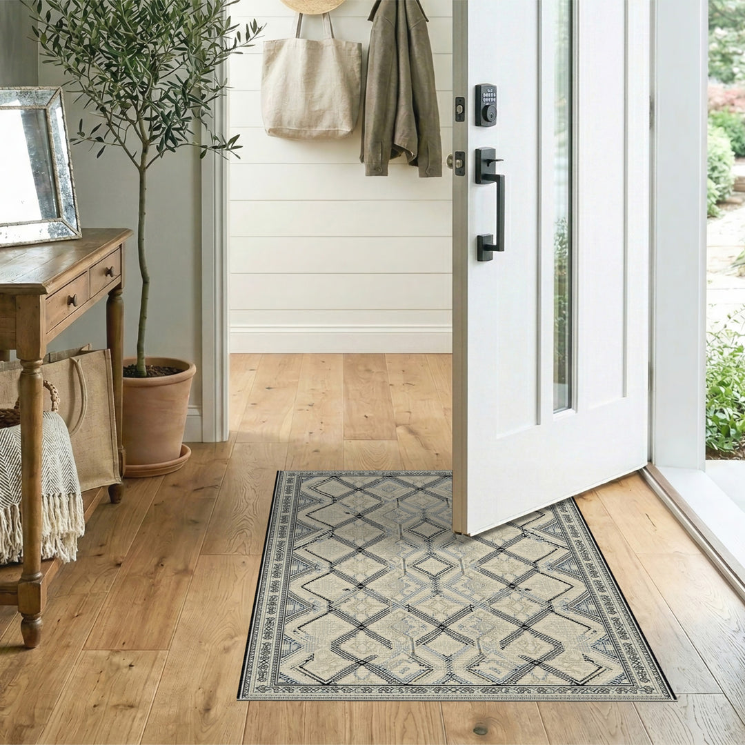 Beige Geometric Diamond Area Rug