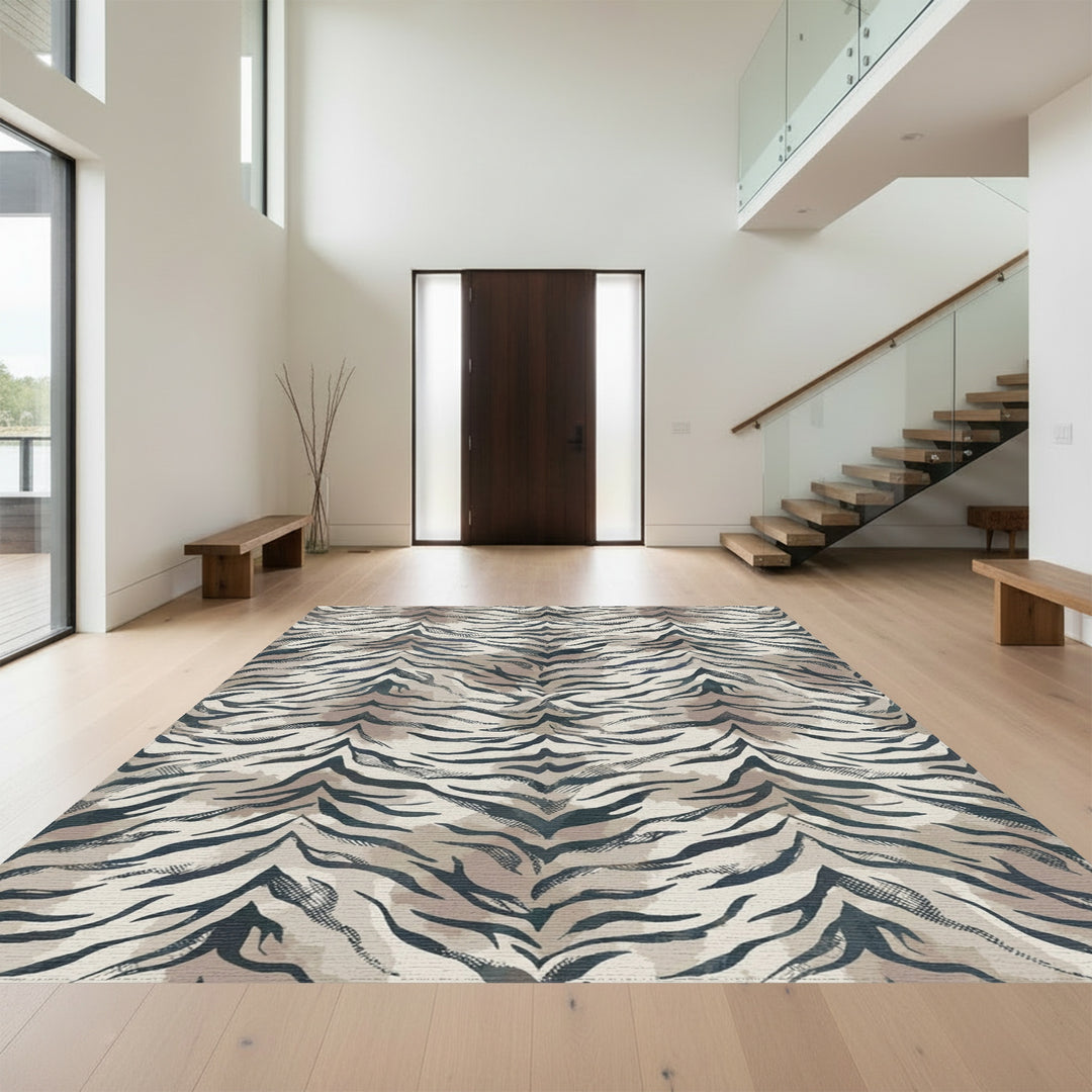 Muted Tiger Stripe Textured Rug