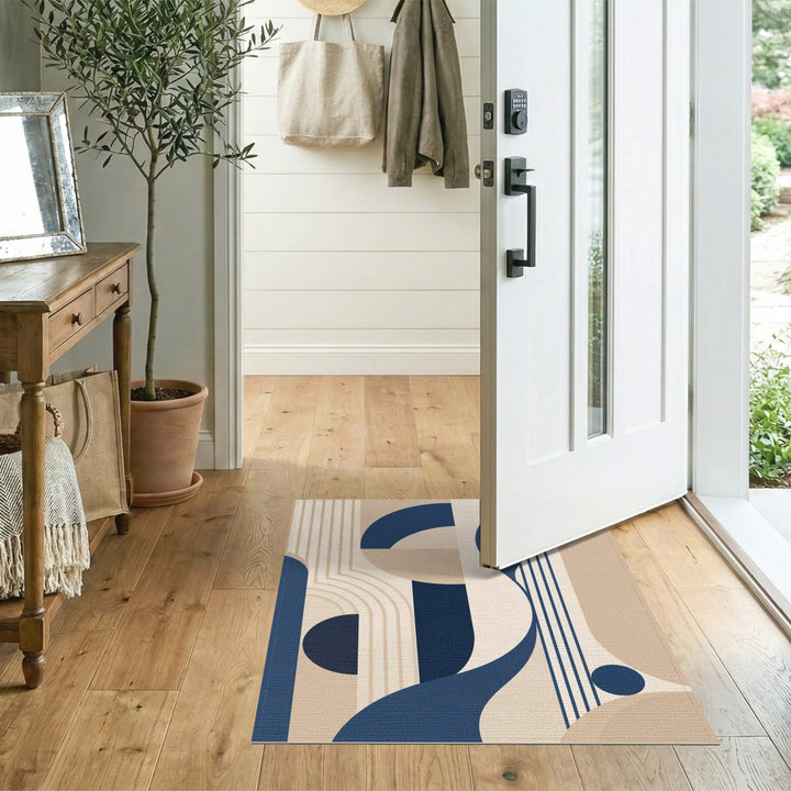 Navy Blue Geometric Area Rug