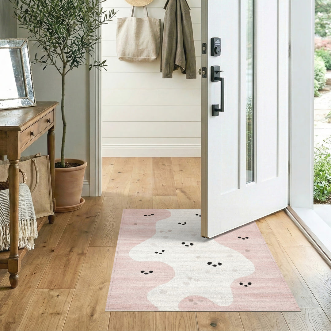Pink Abstract Dot Area Rug