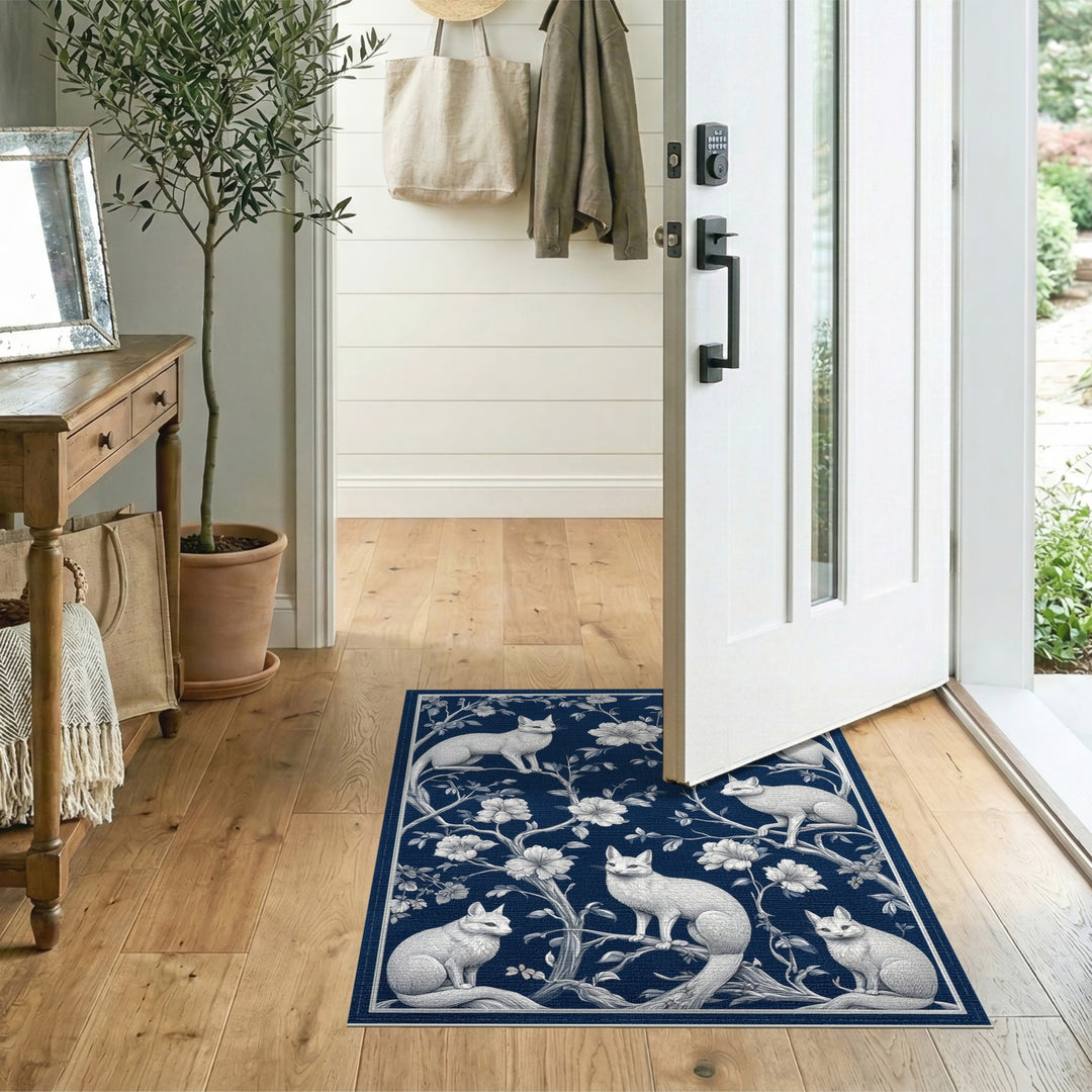 Navy Fox Floral Area Rug