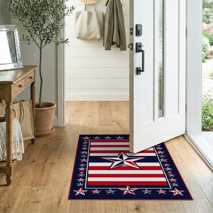 Multi-color and Patterns Patriotic Star Area Rug