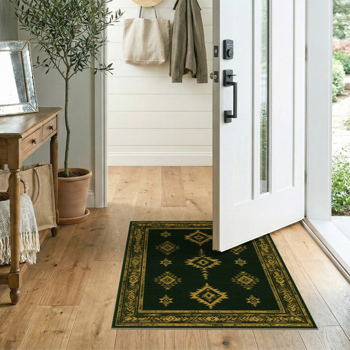 ODIKA Green Gold Tribal Area Rug