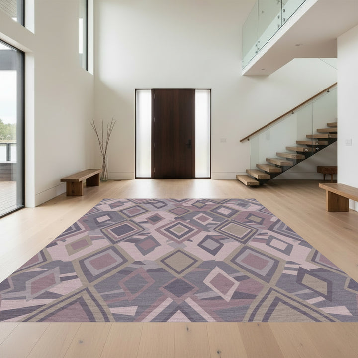 Muted Mauve Diamond Geometric Array Rug