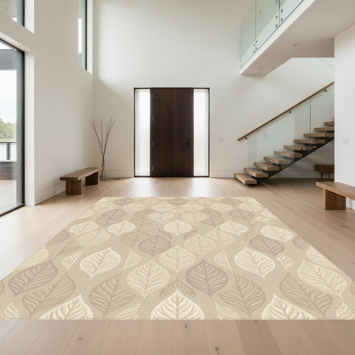 Earthy Leafy Tones Textured Rug