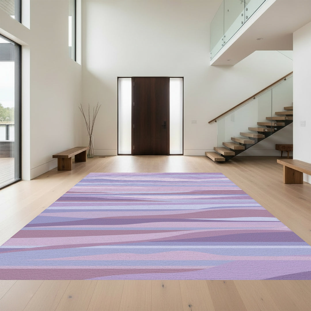 Lavender Hues Wavy Stripe Art Rug