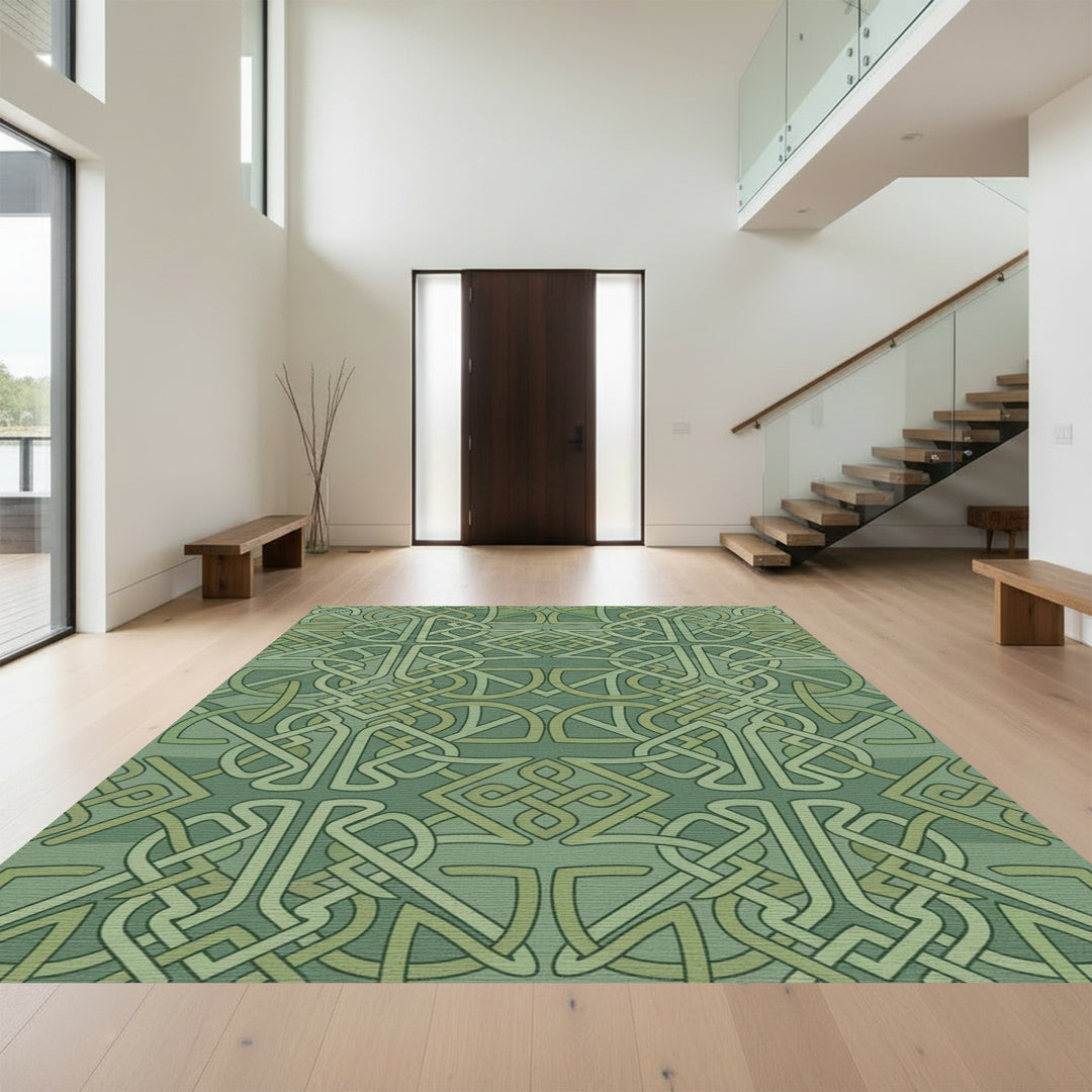 Verdant Emerald Celtic Knotwork Rug