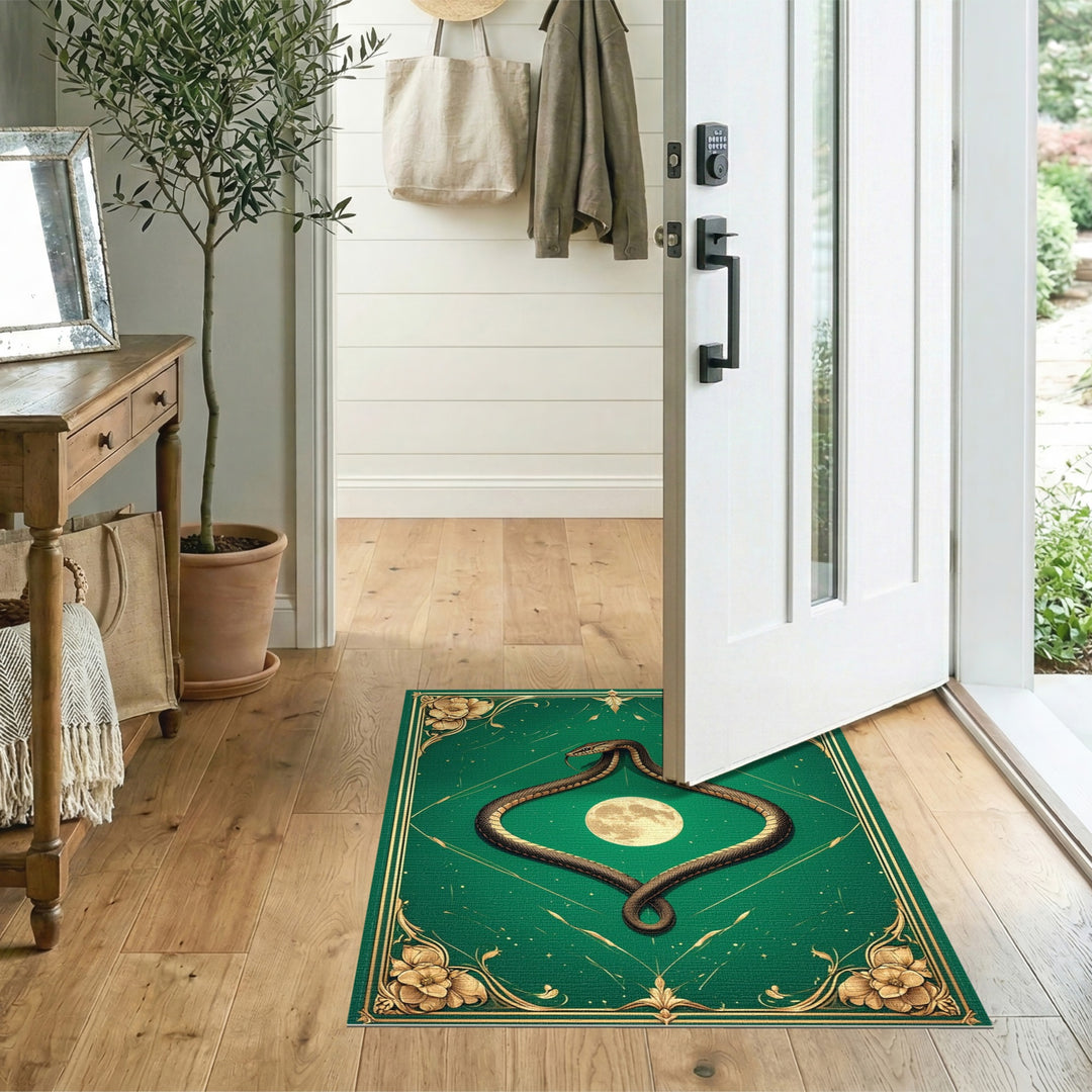 Serpent Moon Green Floral Area Rug