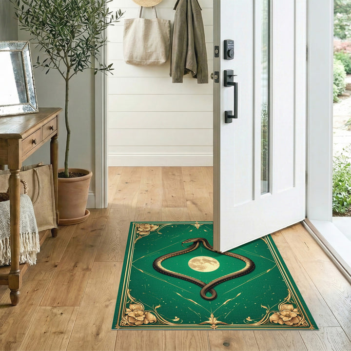 Serpent Moon Green Floral Area Rug